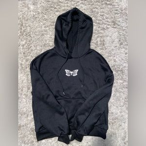SHEIN black butterfly print hoodie AND sweatpants/ tracksuit - M